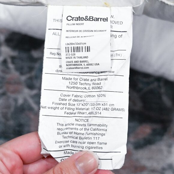 Crate&Barrel Set of 2 Down and Down Alternative Pillows - Square and Rectangle - Picture 9 of 11